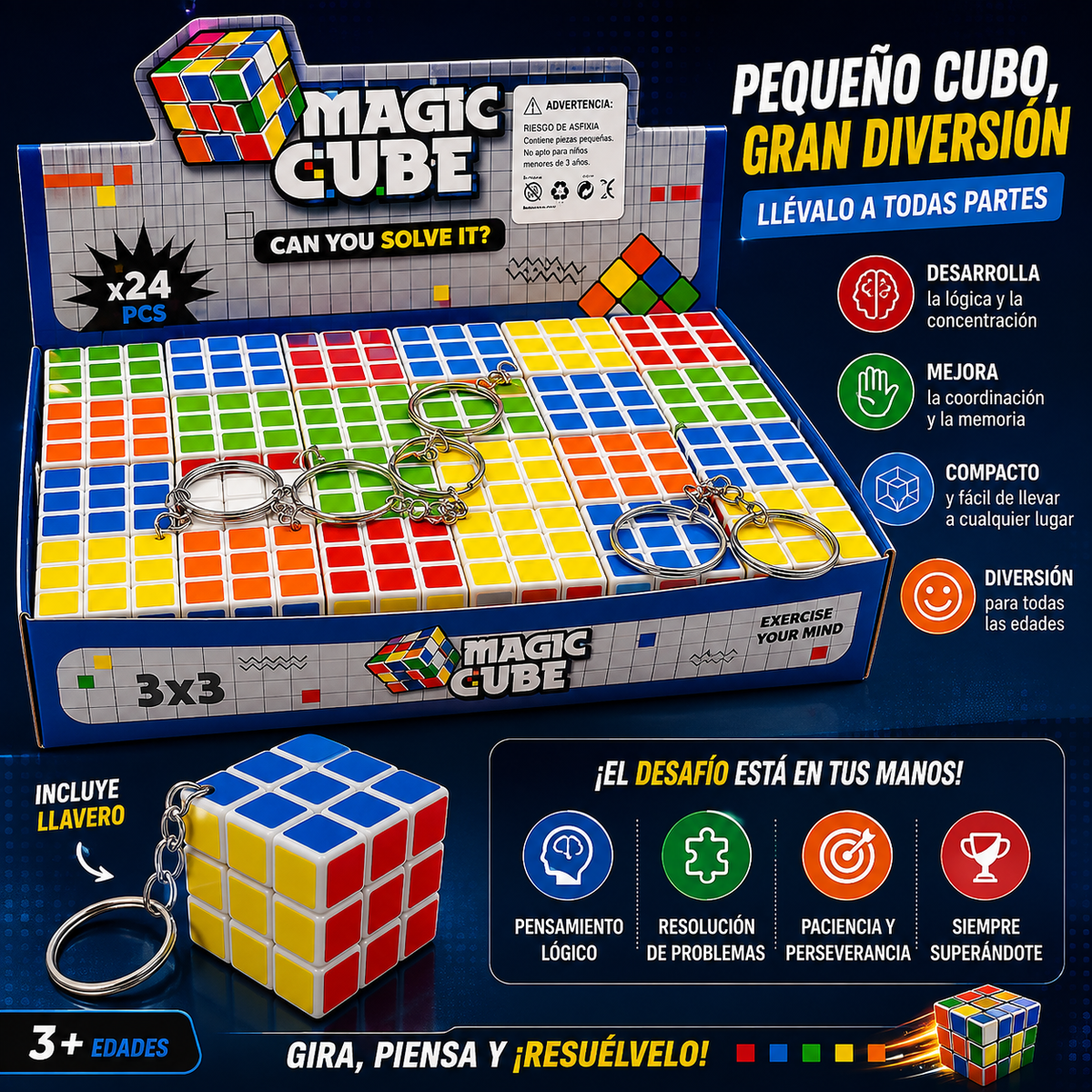 Cubo mini llavero 3x3 caja x24 (87-4)
