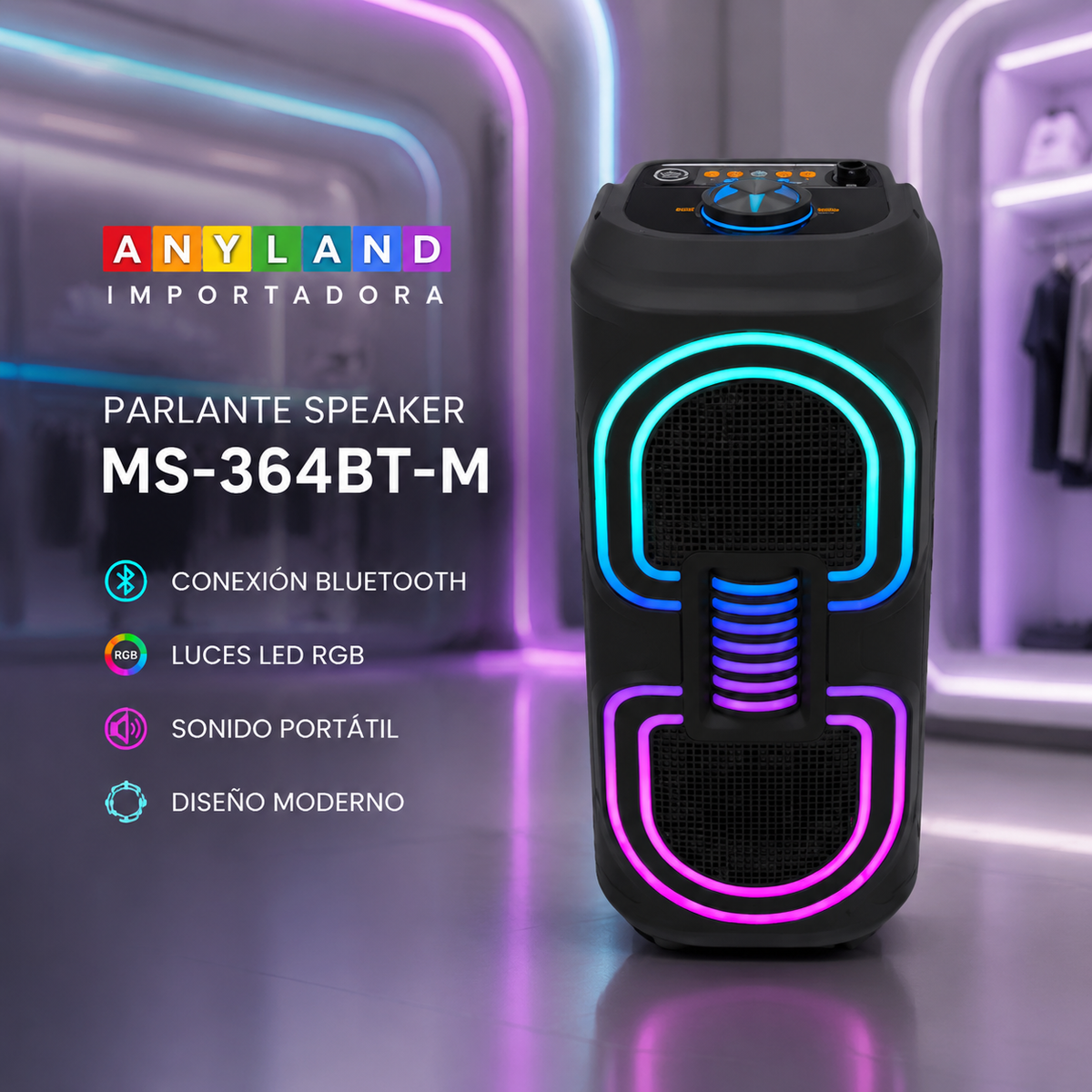 Parlante SPEAKER con Bluetooth  (MS-364BT-M)