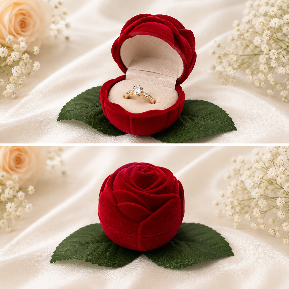 Cajita de Flor con terciopelo Rojo x12 unidades (80E-11)