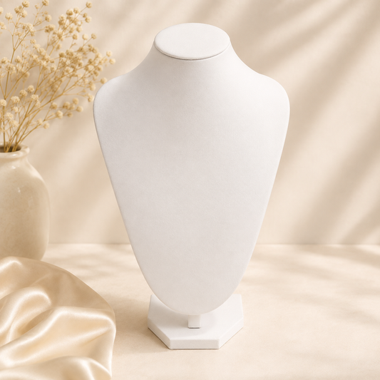 Exhibidor de collar blanco  Cuerina 25cm (80F-5)
