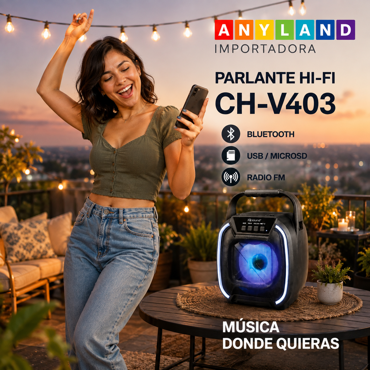 Parlante "Hi-fi" con Bluetooth Y Radio (CH-V403)