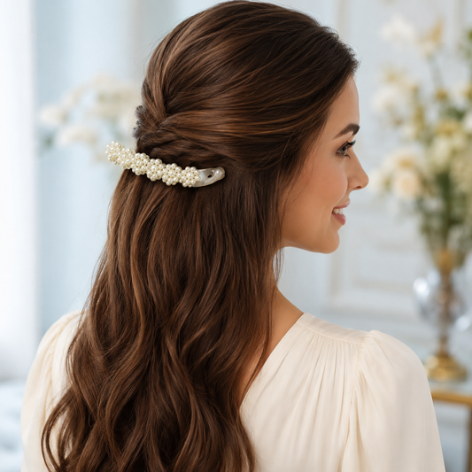 Banana mediana color perlado para cabello por docena (4F-107)