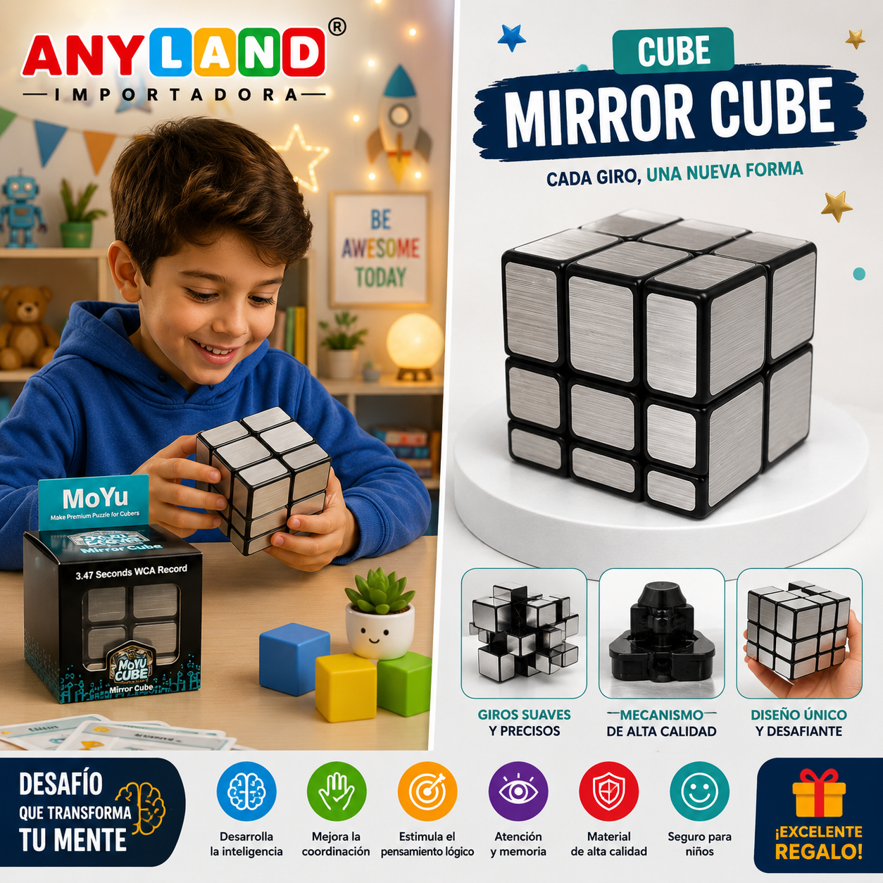 Mírror cube plateado (71G-76)