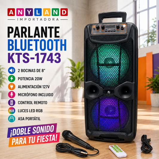 Parlante KTS portátil con bluetooth negra 127V 20W (1743)