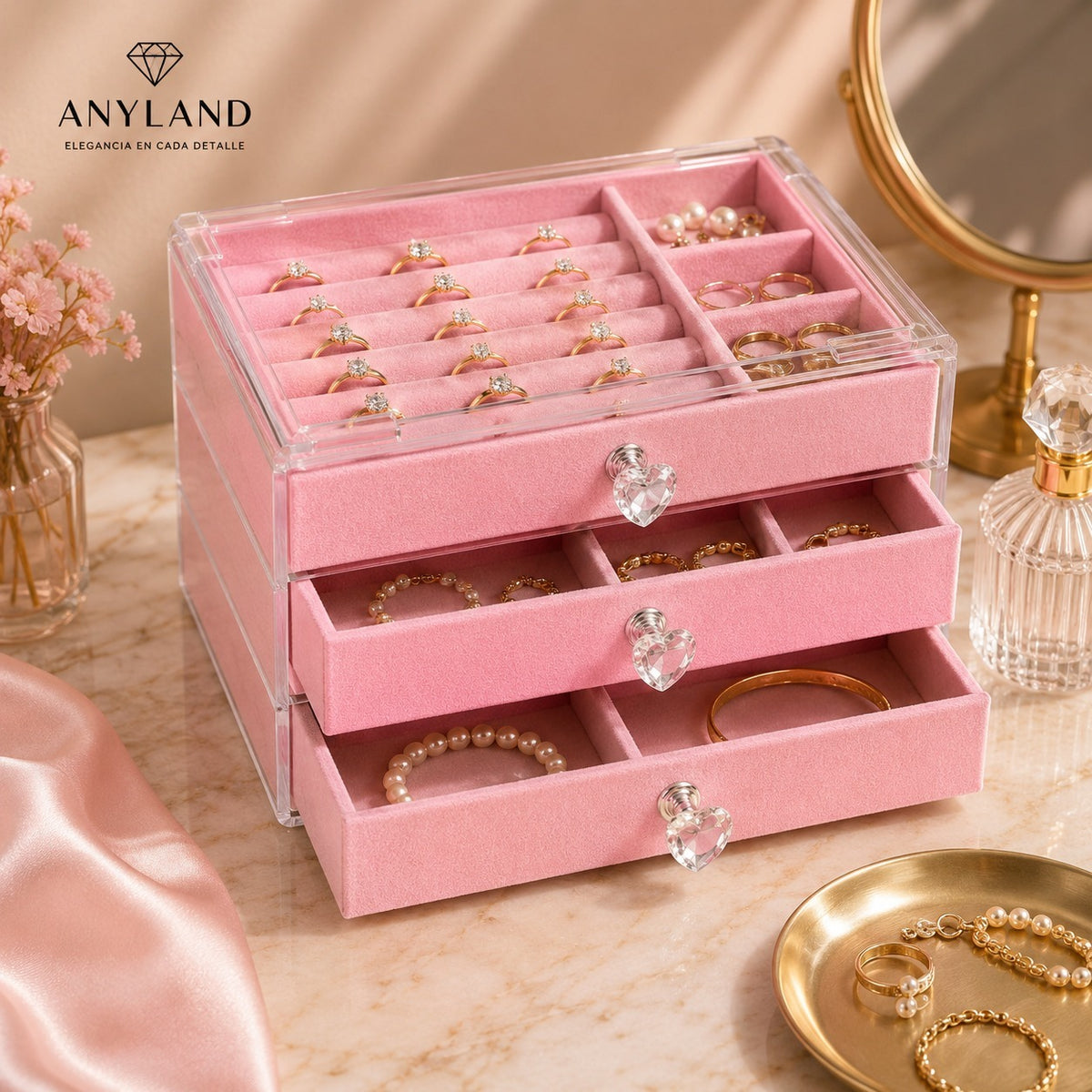 Caja organizadora para joyas de 3 cajones (81F-20)