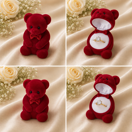 Caja osito rojo gamuza para 1 anillo x24 (80C-87)