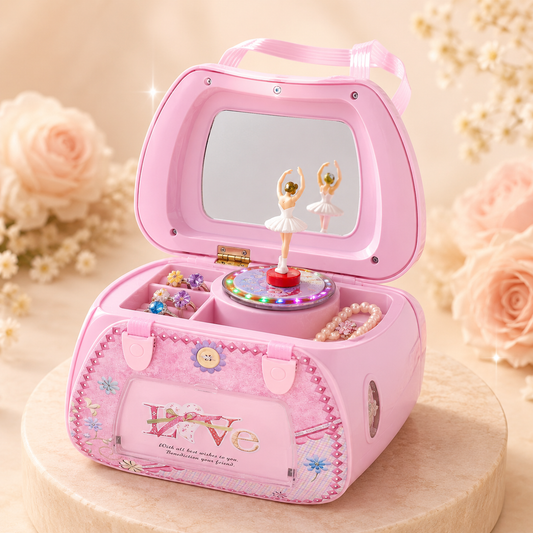 Caja musical rosado en forma de cartera (BY90)