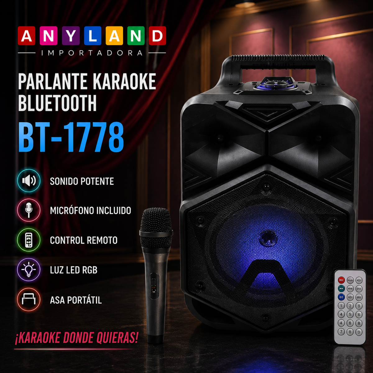 Parlante Karaoke Portable Bluetooth Speaker (BT-1778)