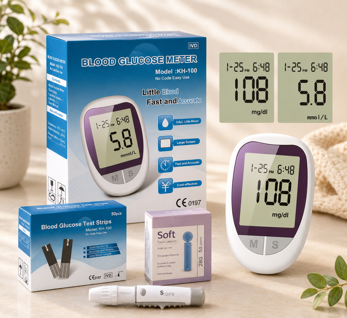 Kit de monitor de glucosa en sangre Glucómetro  (99E-5)
