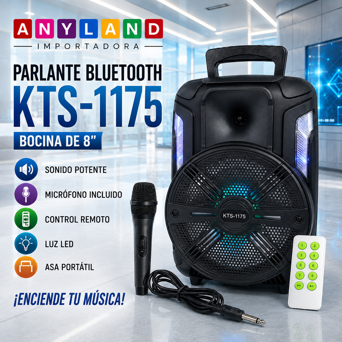 Parlante con Bluetooth Luz Led Con Micrófono (KTS-1175)