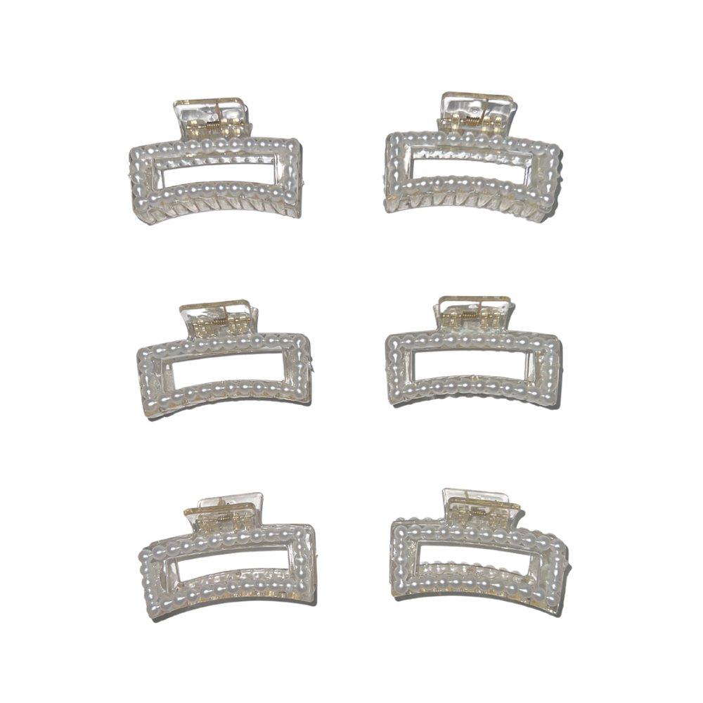 Pinchos Plastico mediano c/perlas blancas x 12 unidades (4F-102)