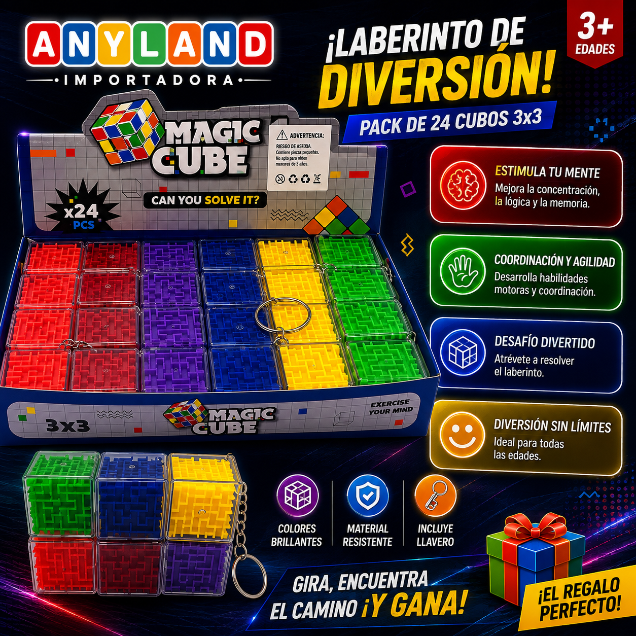 Cubo mini llavero de laberinto x24u. (87-5)