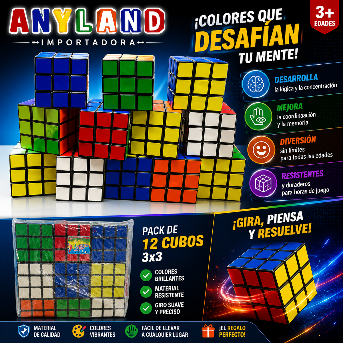 Paquete de cubo rubik económico x12 (71G-1)