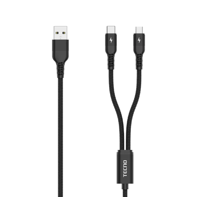 Cable Tecno 2-in-1 Micro USB & Type-C 1m Carga Rápida