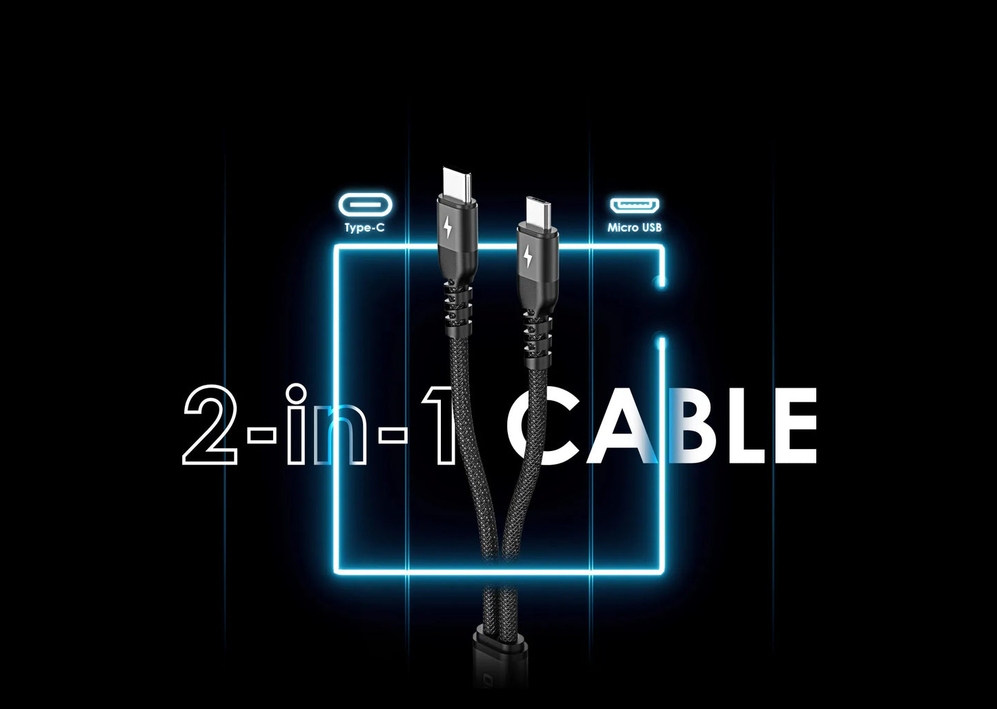 Cable Tecno 2-in-1 Micro USB & Type-C 1m Carga Rápida