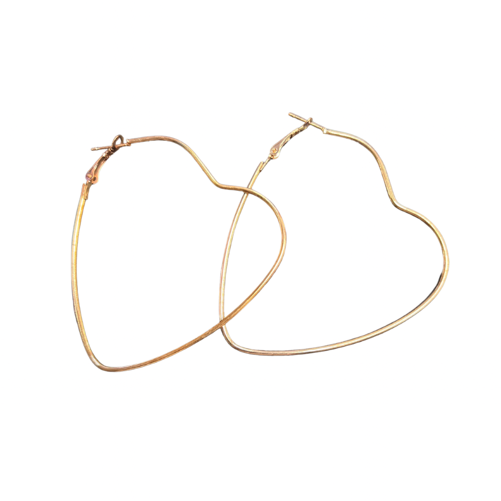Argollas corazon dorada de 7 cm tira x 12 pares (27E-3)