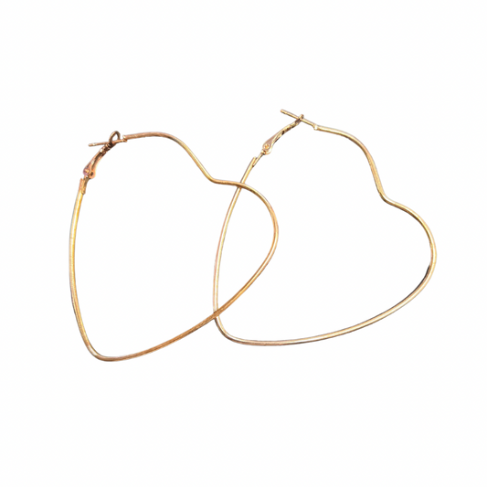 Argollas corazon dorada de 8 cm tira x 12 pares (27E-5)