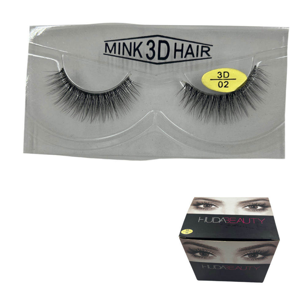 Pestañas postizas enteras 3D Huda Beauty caja x 12 pares (6E-4)