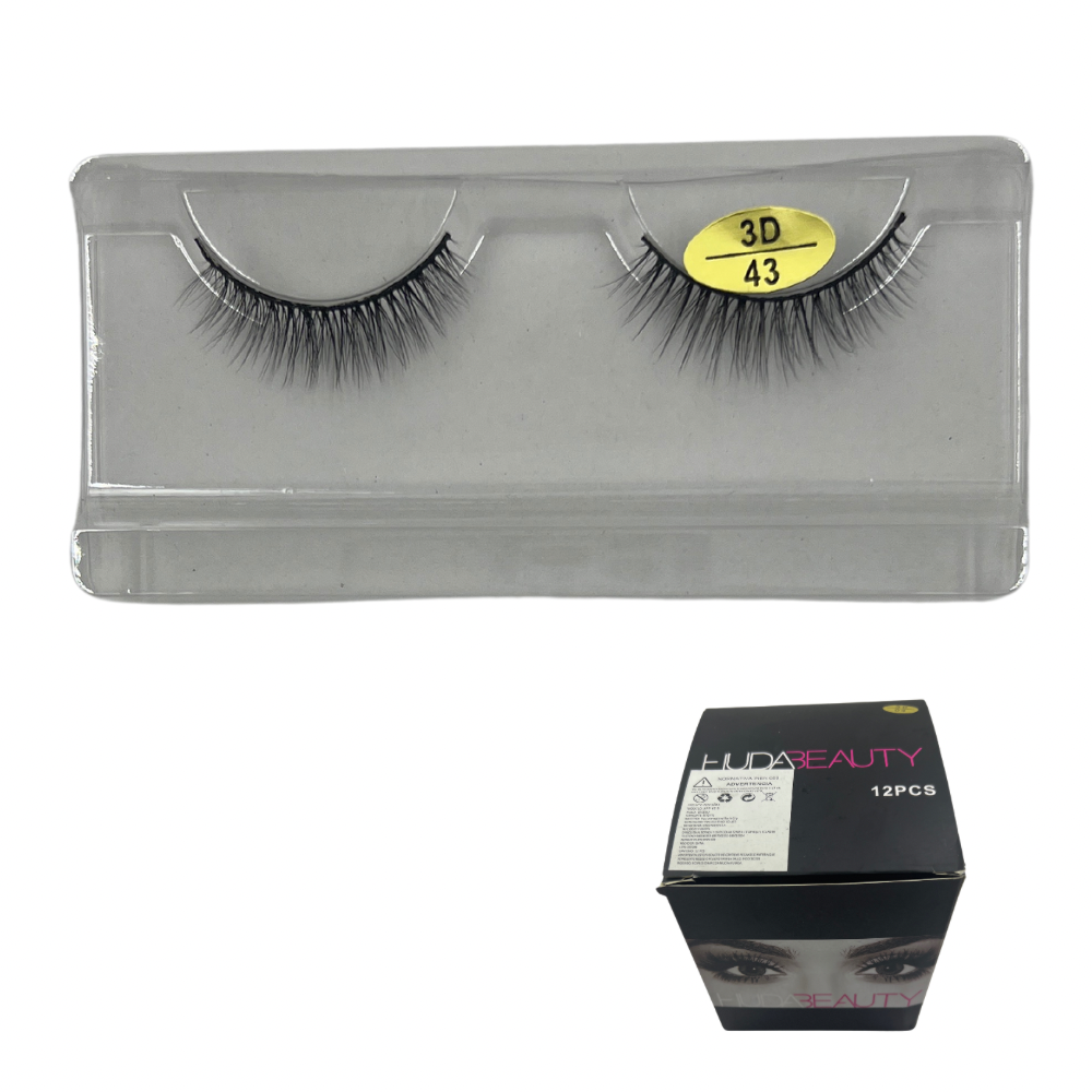 Pestañas postizas entera 3D Huda Beauty x 12 unds (6E-5)