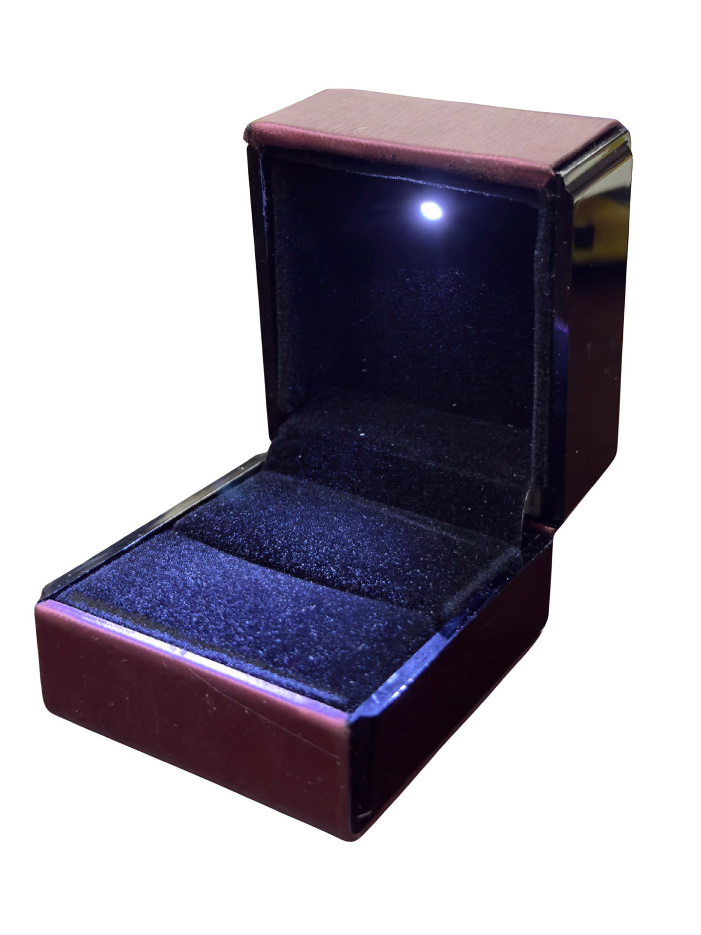 Caja para 1 anillo c/luz led color vino x12u. (89-5)