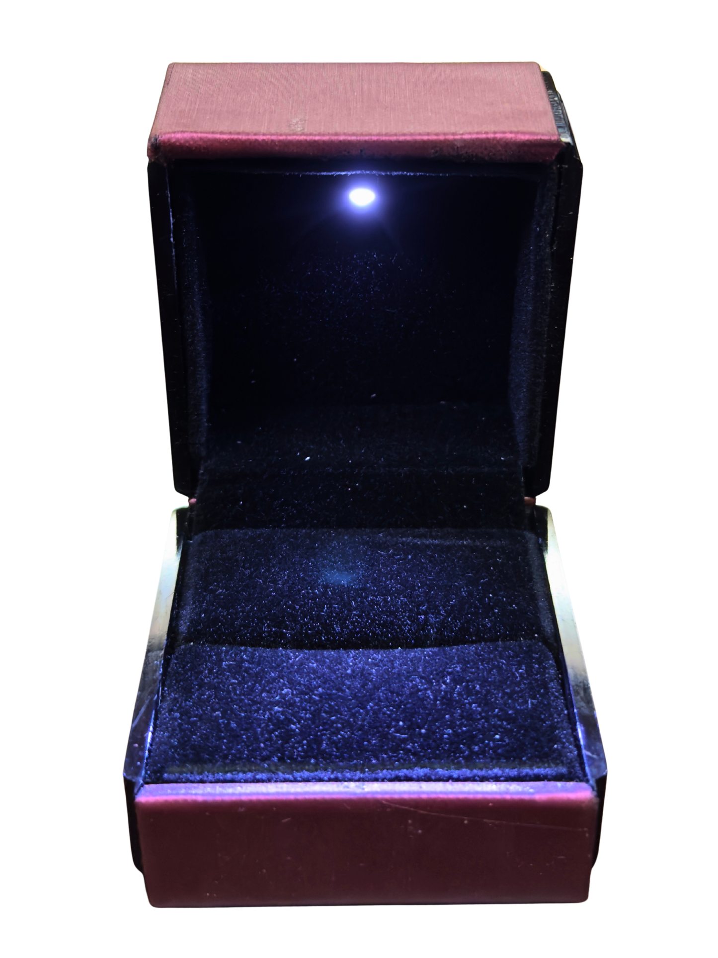Caja para 1 anillo c/luz led color vino x12u. (89-5)