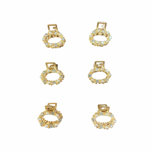 Pinchos peq. de metal dorado c/perlas y piedras x 12 unidades (4F-103)