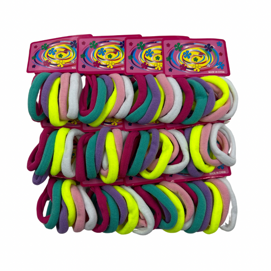 Moño licra para cabello colores paquete de 12 blisters de 6 unidades (2C-9)