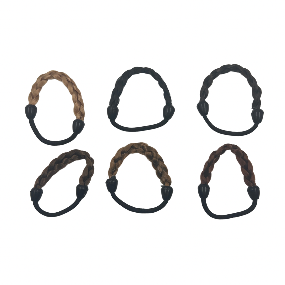 Moño de cabello en trenza 6 colores paquete de 12 unidades (13-11)