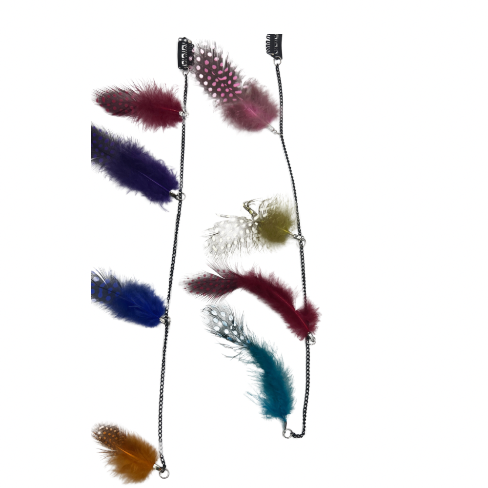 Vinchas con plumas de colores colgantes paquete de 12 unidades (N-2)