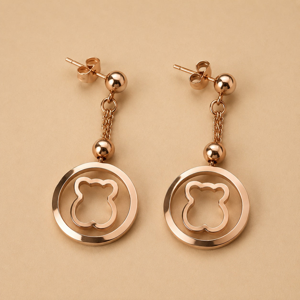 Aretes largo rosado acero quirúrgico (Cod. 88-223)