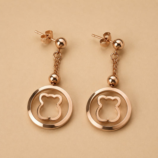 Aretes largo rosado acero quirúrgico (Cod. 88-223)