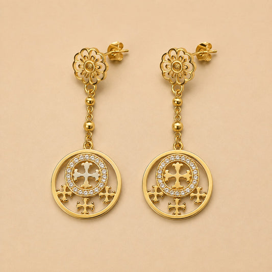 Aretes largo dorado acero quirúrgico (Cod. 88-197)