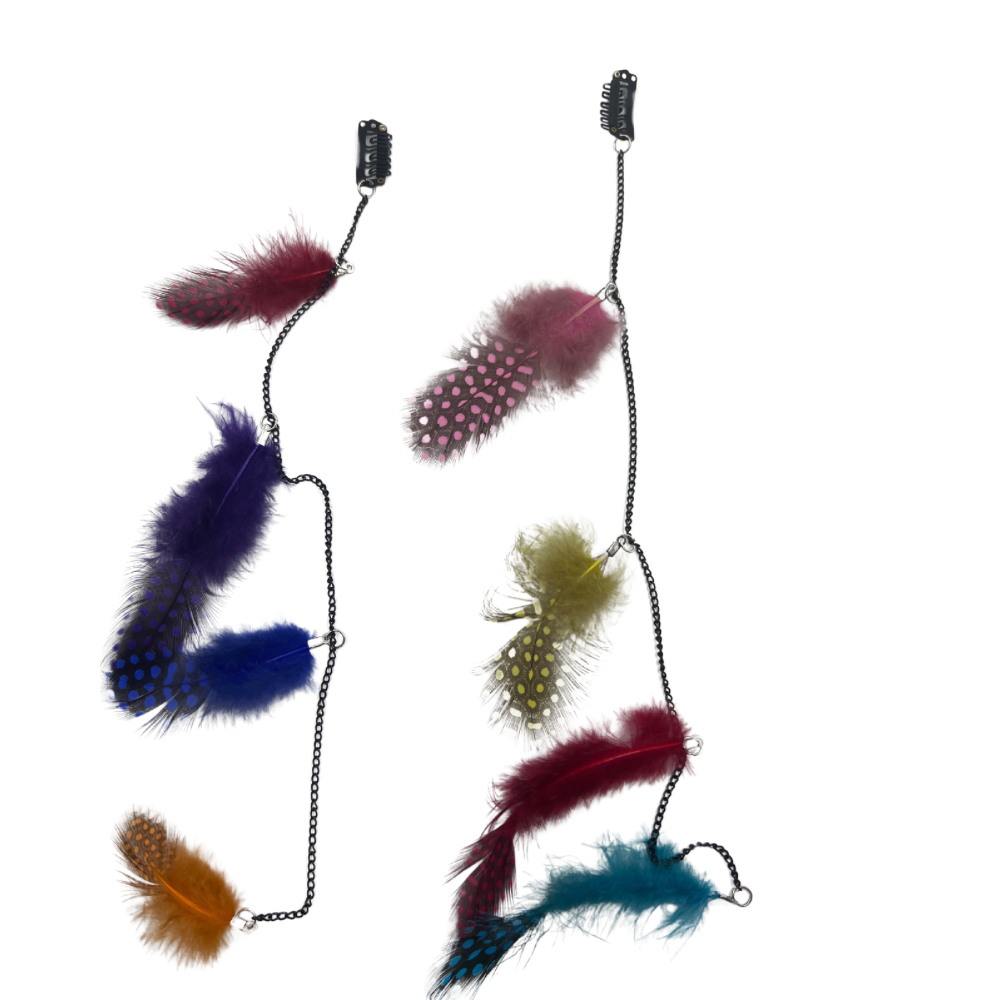 Vinchas con plumas de colores colgantes paquete de 12 unidades (N-2)