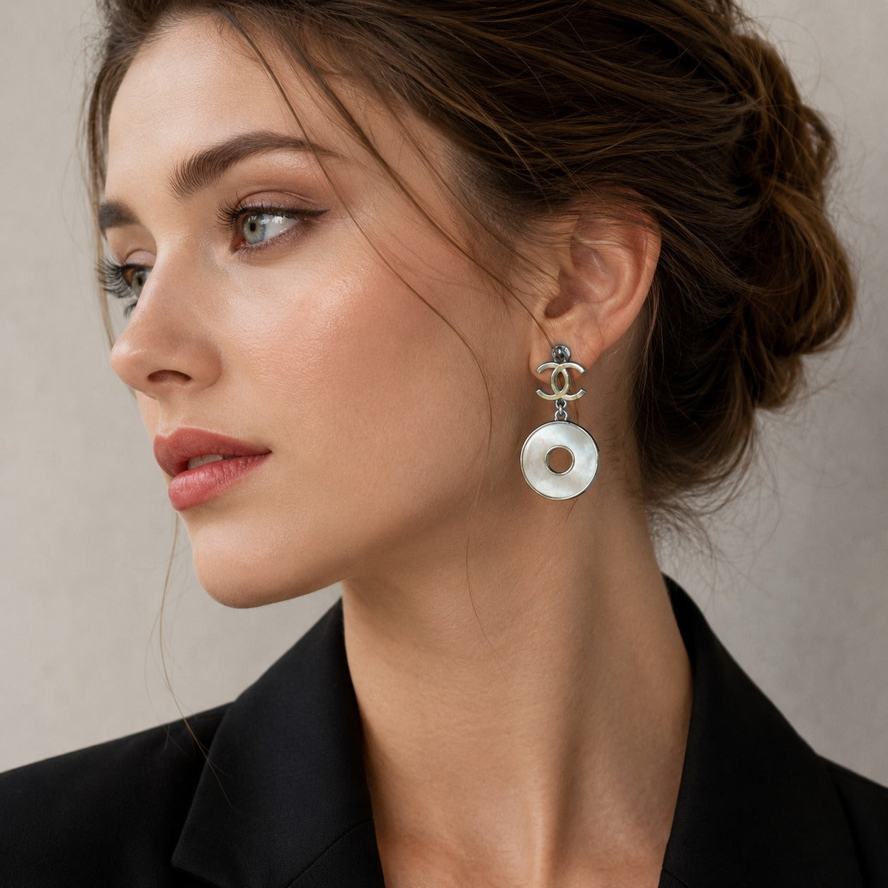 Aretes colgante plateado acero quirúrgico (Cod. 88-228)