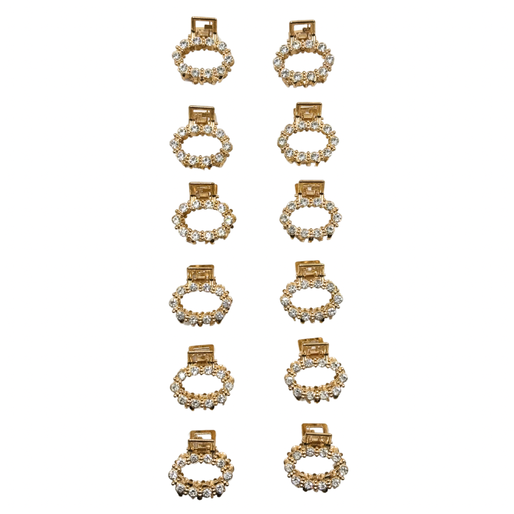 Pinchos dorado peq. de metal dorado c/piedra x 12 unidades (4F-104)