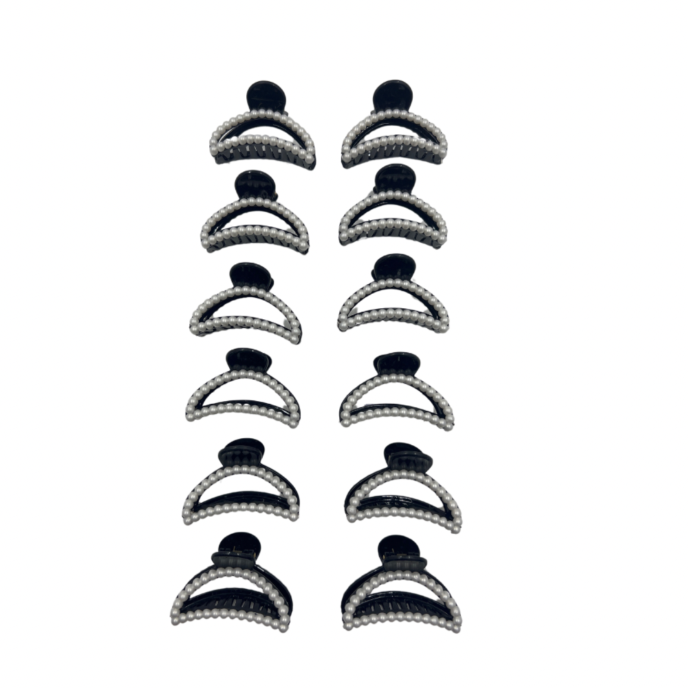 Pinchos perla negro media luna mediano x12 unidades (4F-112)