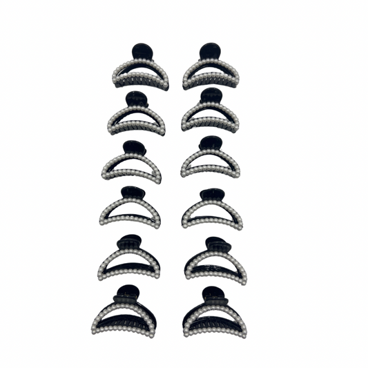 Pinchos perla negro media luna mediano x12 unidades (4F-112)