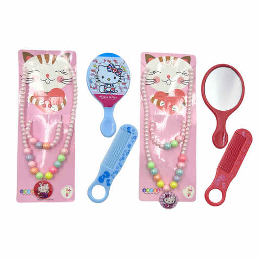 Set de cadena y pulsera + espejo y peinilla para niñas x12 set (1B-11)