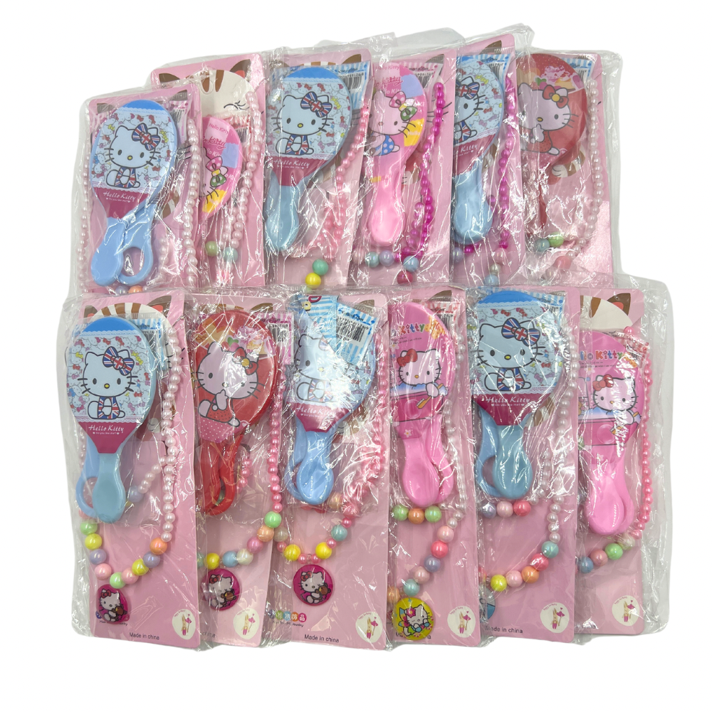 Set de cadena y pulsera + espejo y peinilla para niñas x12 set (1B-11)