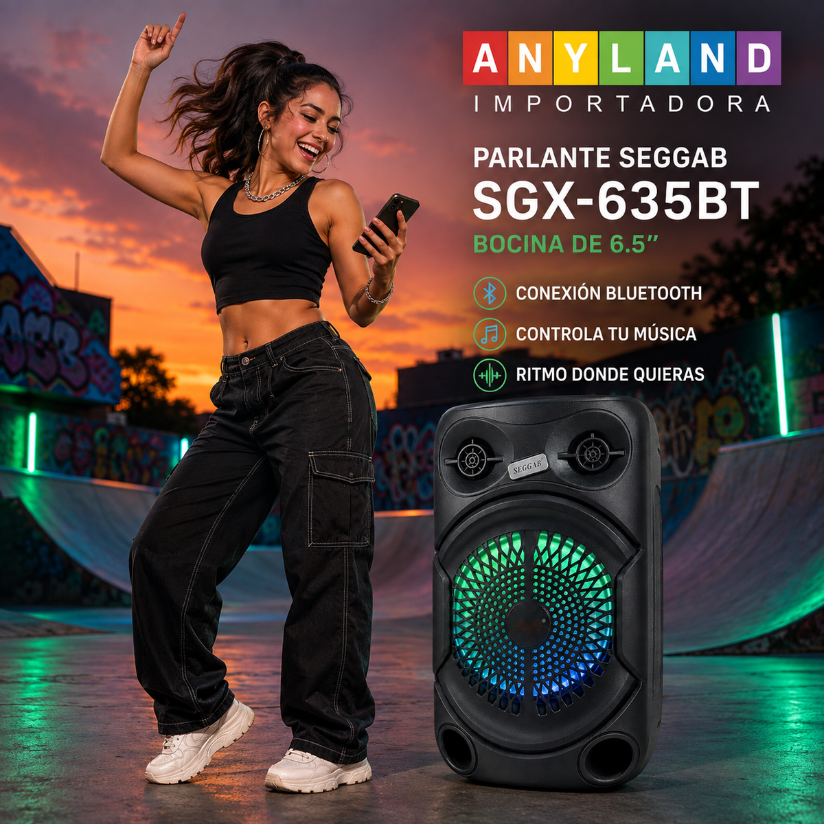 Parlante SEGGAB con micrófono y control (SGX-635BT)