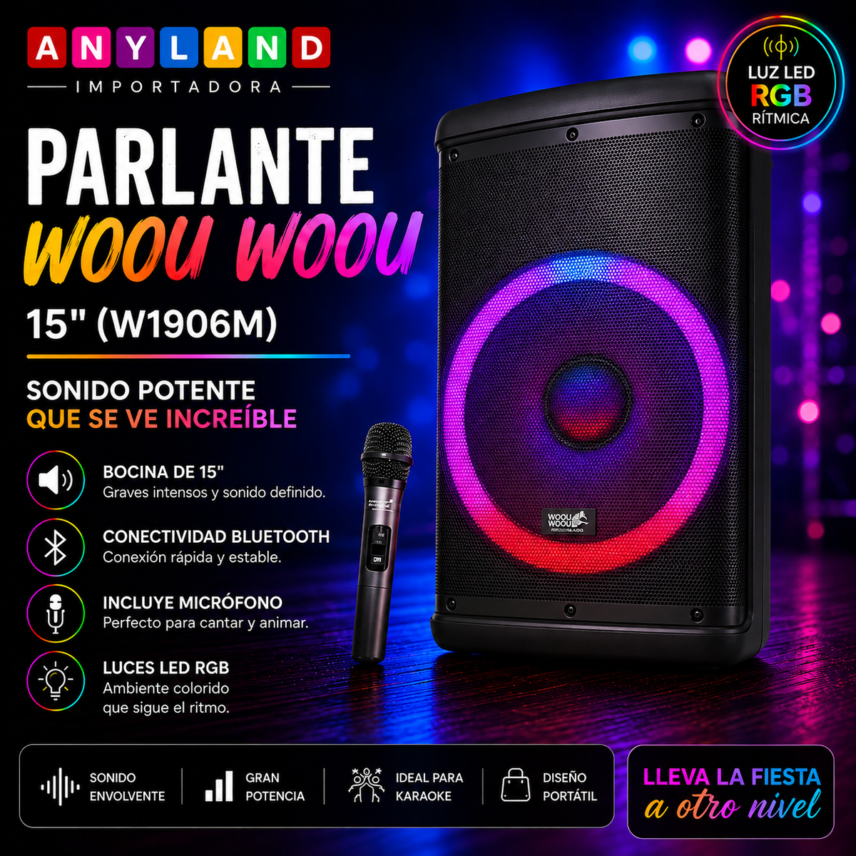 Parlante Woou Woou 15" (W1906M)