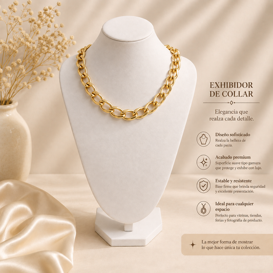 Exhibidor de collar blanco pequeño  CUERINA 15cm (80D-22)