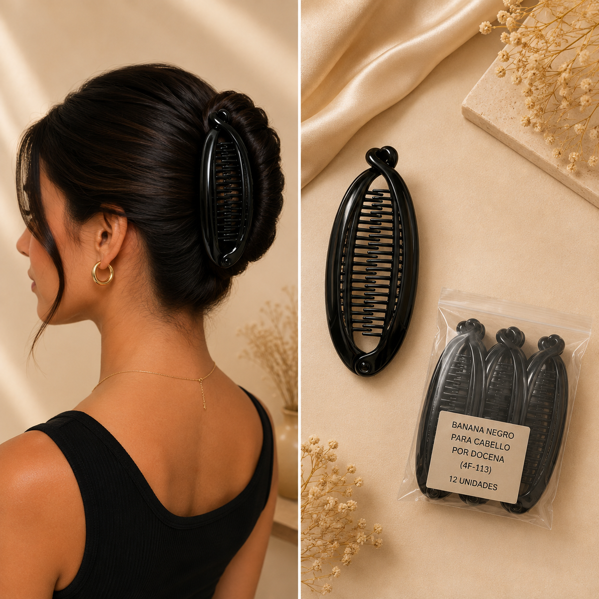 Banana negro para cabello por docena (4F-113)