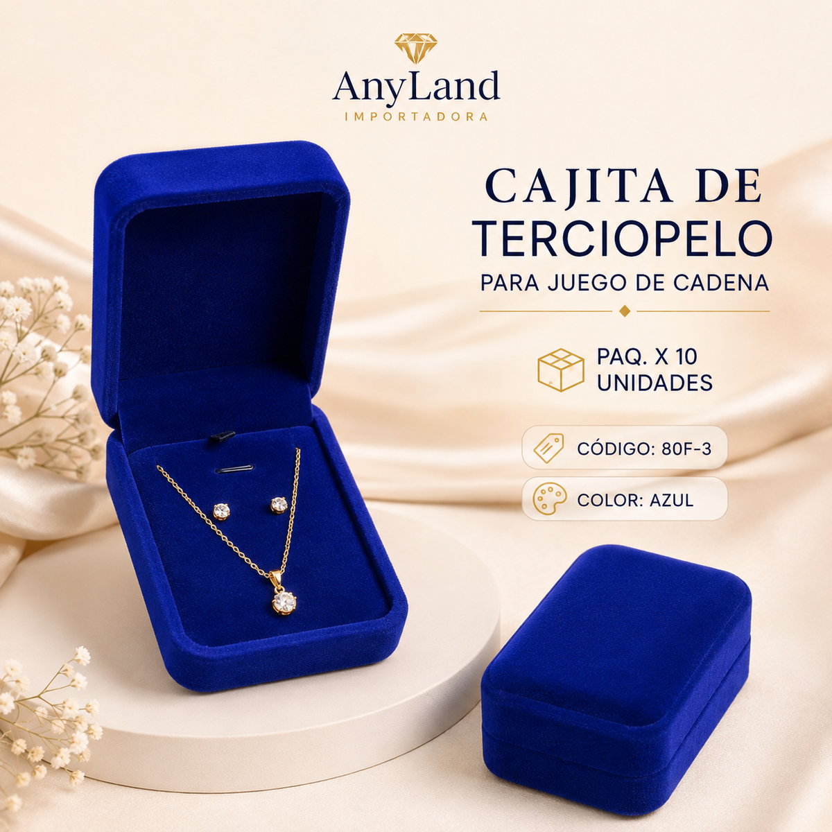 Cajita de terciopelo para juego de cadena paq. x 10 unidades  (80F-1-2-3-4-7)
