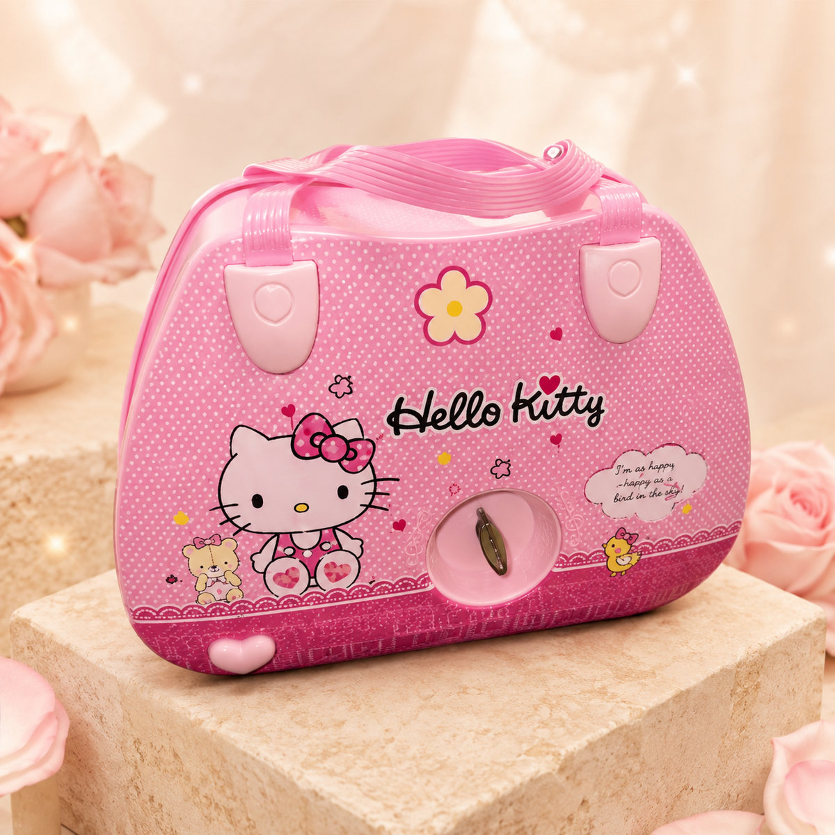 Caja musical rosado en forma de cartera (BY69)