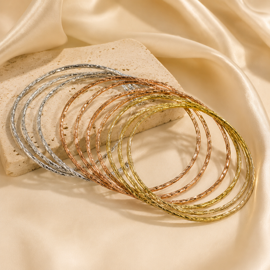 Pulseras metalicas 3 Oros paq x doc x 6 pulseras (37-4P)