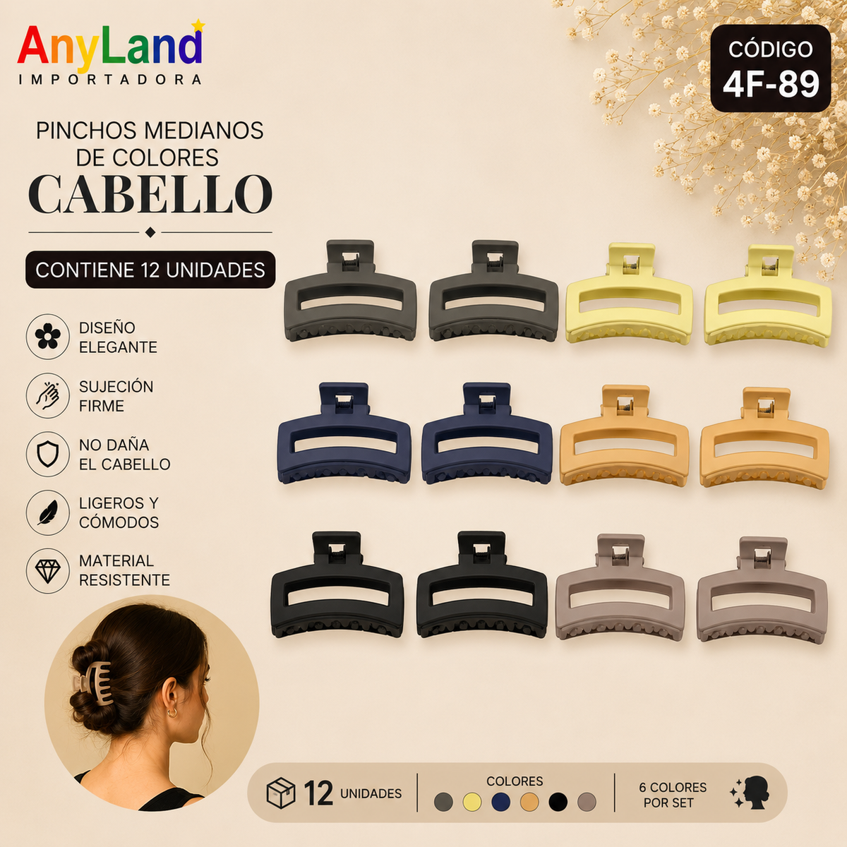 Pinchos medianos de colores x12 unidades (4F-89)