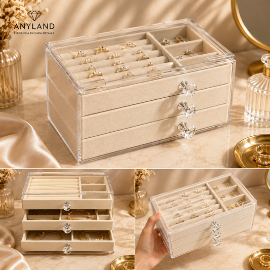 Caja organizadora para joyas de 3 cajones (81F-19)