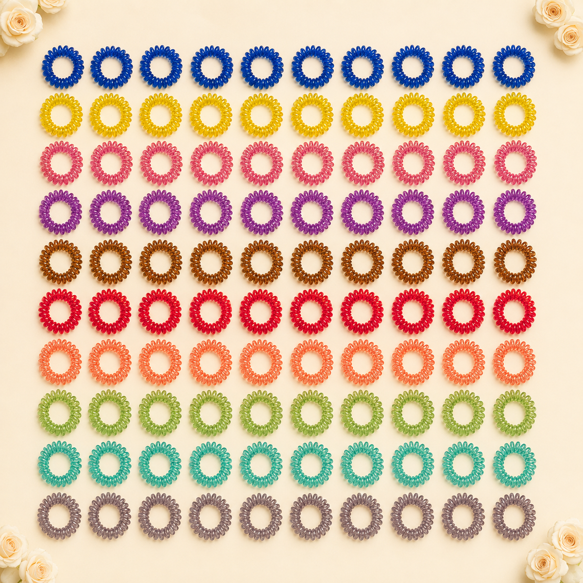 Resortes moños colores surtidos paquete x100 unidades (92A-5)
