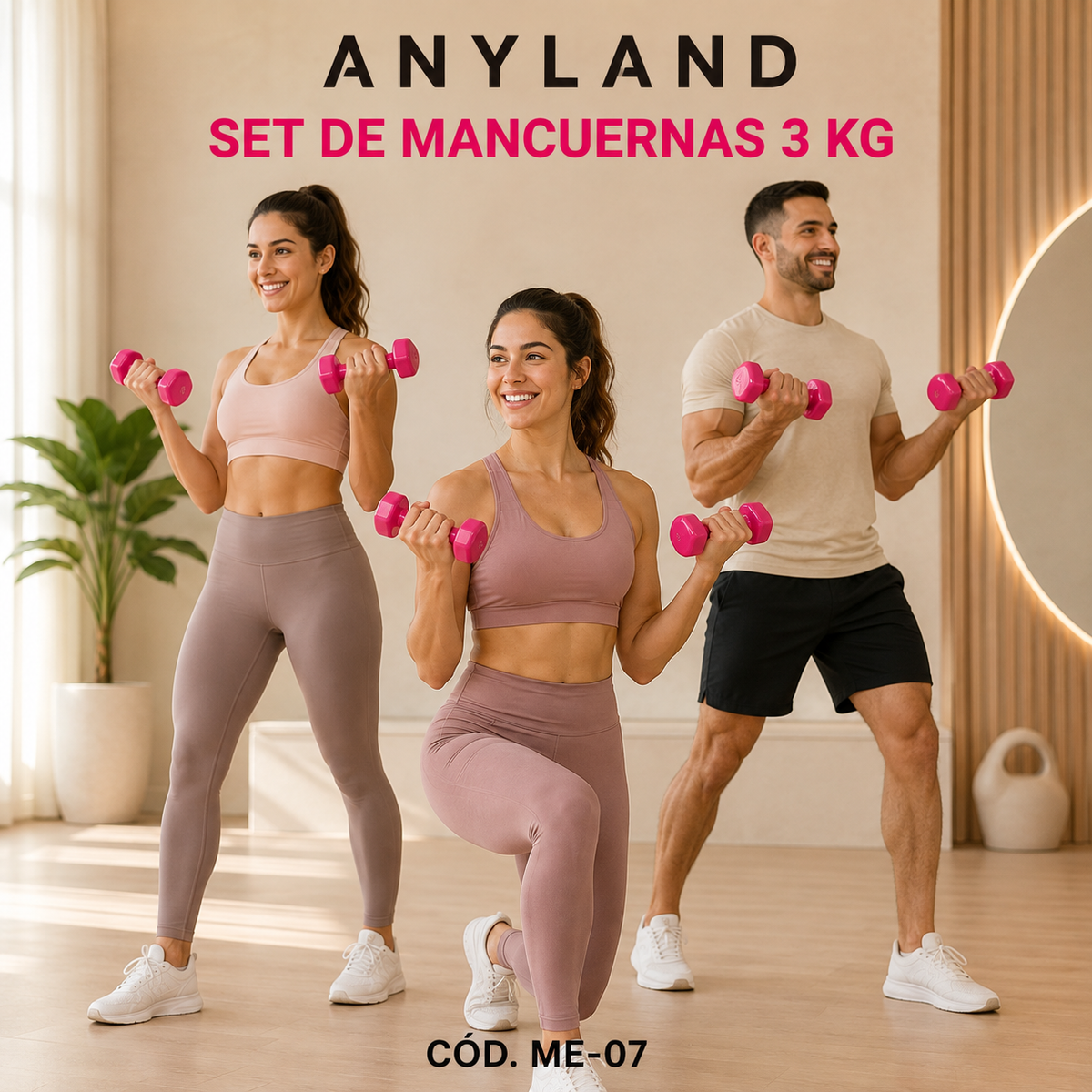Set mancuerda 3KG rosada YT9002 (ME-07)